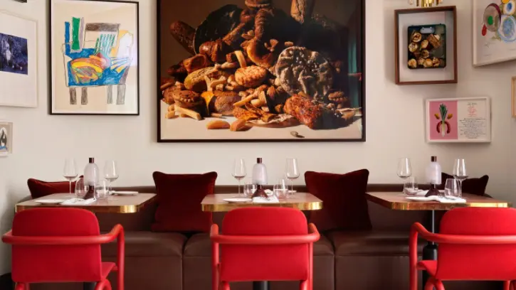 A selection of art in a Mayfair restaurant
