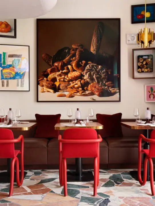 A selection of art in a Mayfair restaurant